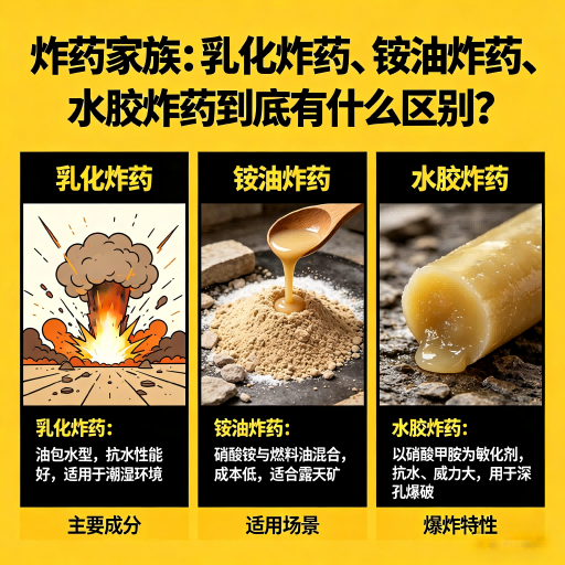 晋源炸药家族：乳化炸药、铵油炸药、水胶炸药到底有什么区别？